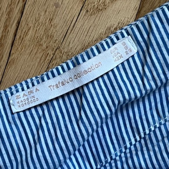 ZARA Trafaluc Collection Off The Shoulder Blue and White Striped Top Small - Picture 4 of 4
